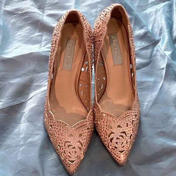EUC w/box,Blue by Betsey Johnson Elsa Princess pumps,rose gold,ABS crystals, 8 - Picture 16 of 16
